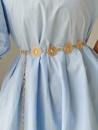 1pc Women Hollow Metal Decor Fashion Chain Belt For Daily Decoration Boho Halloween Summer, School Fall, Autumn, Halloween