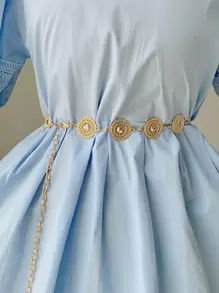 1 chiếc thắt lưng thời trang bằng kim loại rỗng dành cho nữ dùng để trang trí hàng ngày theo phong cách Boho Halloween mùa hè, trường học mùa thu, mùa thu, Halloween - Vàng - Xem 1