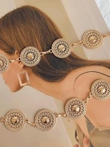 1 chiếc thắt lưng thời trang bằng kim loại rỗng dành cho nữ dùng để trang trí hàng ngày theo phong cách Boho Halloween mùa hè, trường học mùa thu, mùa thu, Halloween - Vàng - Xem 5