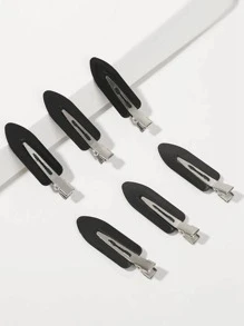 1入組女士日常素色無摺痕休閒鱷魚皮髮夾 - 黑色 - 查看 1