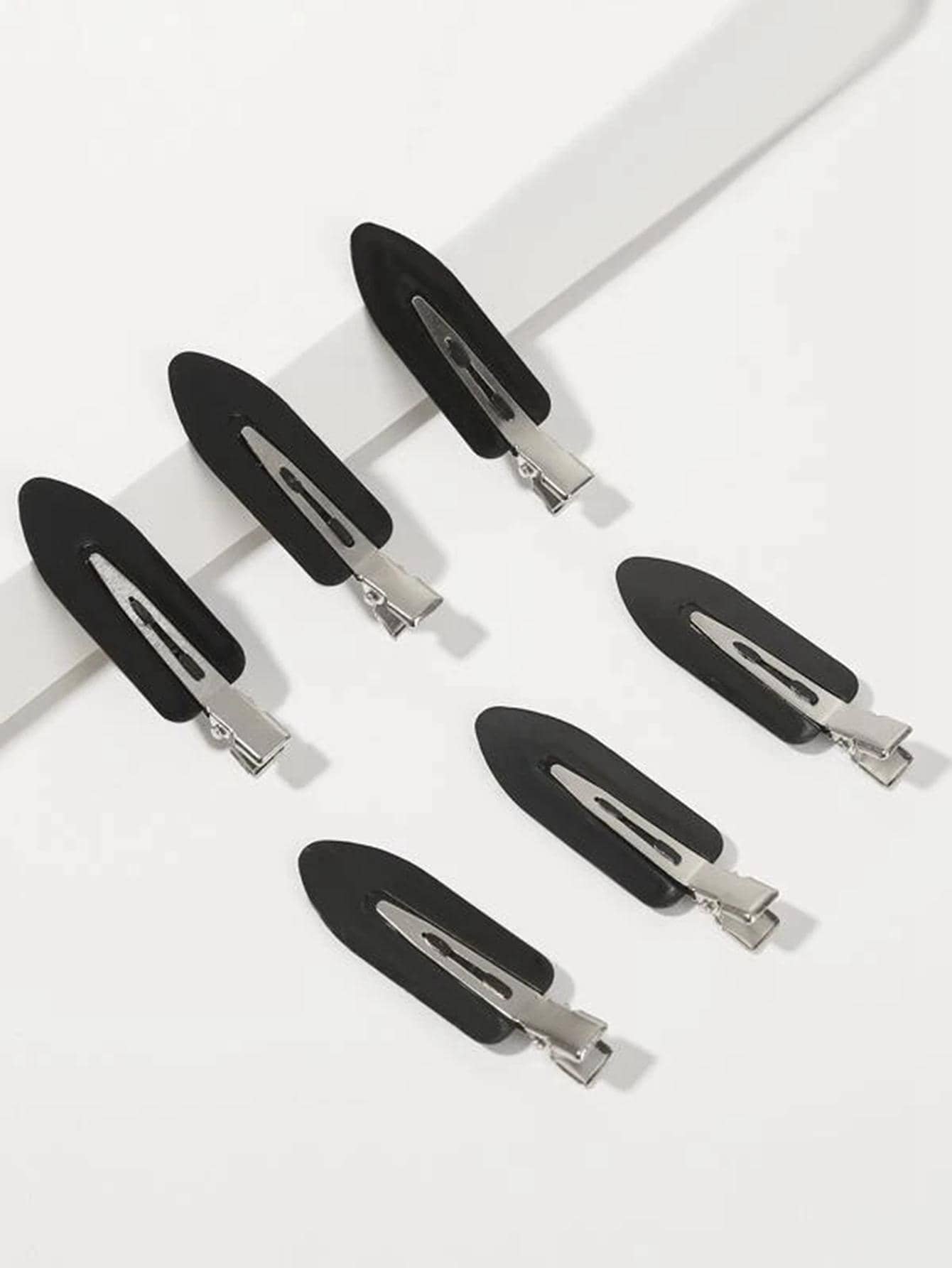 1入組女士日常素色無摺痕休閒鱷魚皮髮夾 - 黑色 - 查看 1