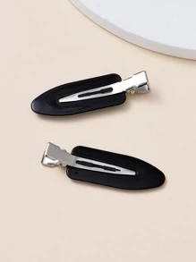 1入組女士日常素色無摺痕休閒鱷魚皮髮夾 - 黑色 - 查看 3