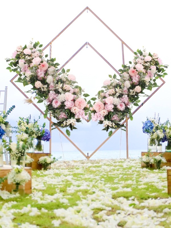 Wedding Arch Flowers,3.28ft Artificial Flowers Arrangement Swag, Silk Fake Peonies Rose Floral