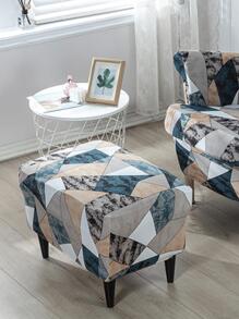 1 pieza Funda para asiento de taburete con patrón geométrico elástico banqueta poliéster para casa - Multicolor - Ver 3