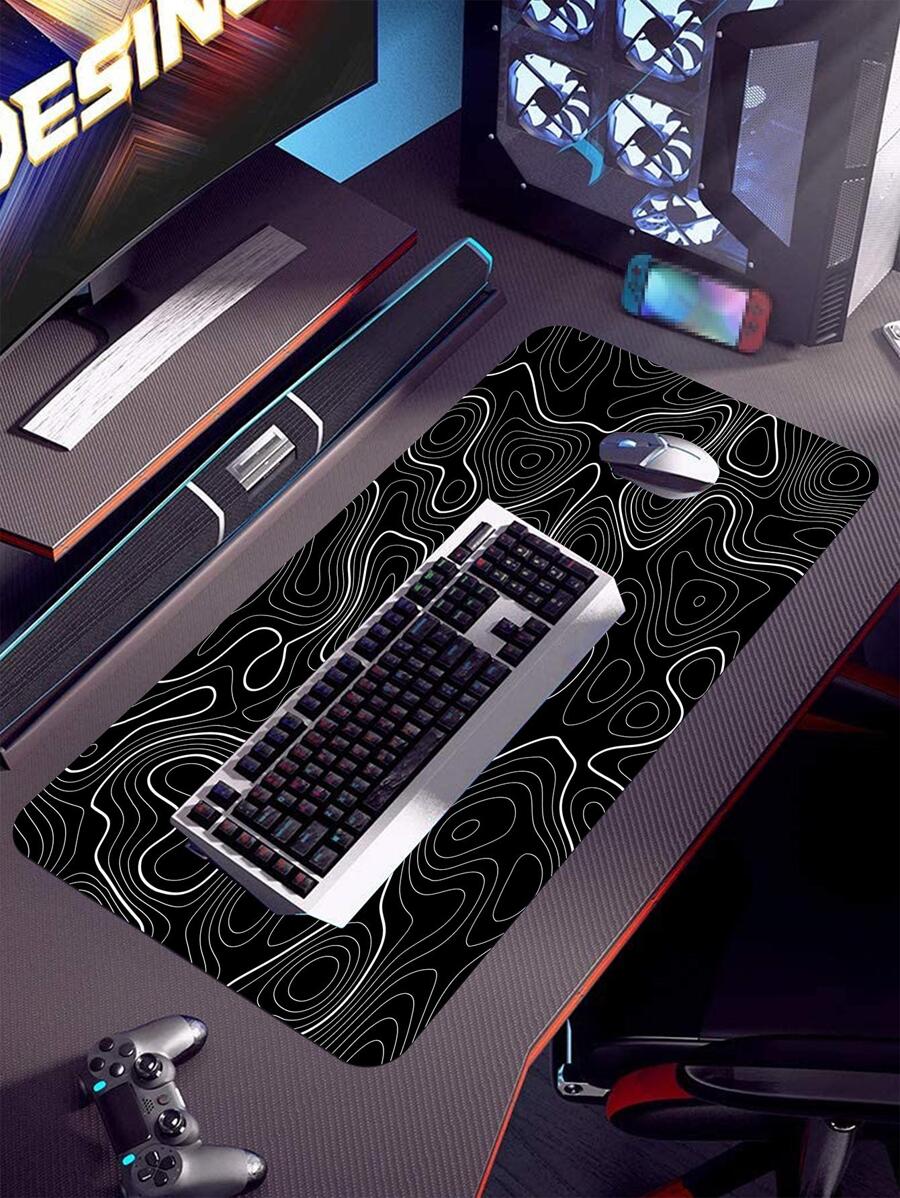 1入組抽象圖案書桌鼠標創意多用途鼠標墊辦公 - 黑色 - 查看 1