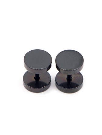 2 Pieces Man Women Barbell Punk Gothic Stainless Steel Ear Studs Earrings Black Color 3mm To 14mm Ear Jewelry