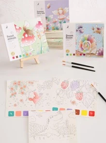 1 本卡通图画着色书，创意多功能学生着色笔记本，返校必备品，感恩节、圣诞节、生日万圣节装饰创意礼物 - 彩色 - 查看 3