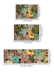 1 Tấm Thảm Nhà Bếp In Hoa, Thảm Nhà Bếp Polyester Chống Trơn Trượt Hiện Đại Cho Gia Đình - Nhiều màu - Xem 2