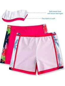 Sloosh Girl's UPF50+Two Piece Rash Guard Swimsuit, UV Sun Protection Sunsuit, Quick Dry Short Sleeve Rashguard Set for Kid - Hot Pink - View 4