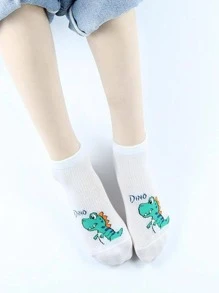 5pairs Boys Cartoon Dinosaur Print Ankle Socks - Multicolor - View 5