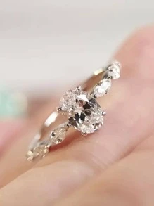 Nhẫn Trang Trí Đá Cubic Zirconia - Bạc - Xem 3