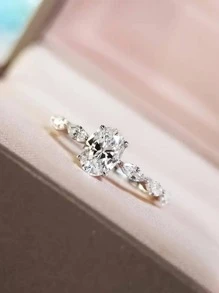 Nhẫn Trang Trí Đá Cubic Zirconia - Bạc - Xem 2