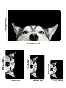 1入組小狗樣式防滑現代滌綸地毯適用於客廳和臥室 - 黑色 - 查看 4