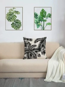 1入組熱帶印花樹葉印花靠墊套不附帶現代織物裝飾抱枕套適用於客廳和臥室 - 彩色 - 查看 2