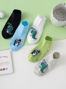 5pairs Boys Cartoon Dinosaur Print Ankle Socks - Multicolor - View 3