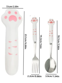 2入組貓爪設計餐具套裝 - 粉色 - 查看 5