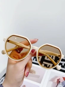 1副女士幾何框架時尚太陽眼鏡適合夏天 - 黃色 - 查看 1