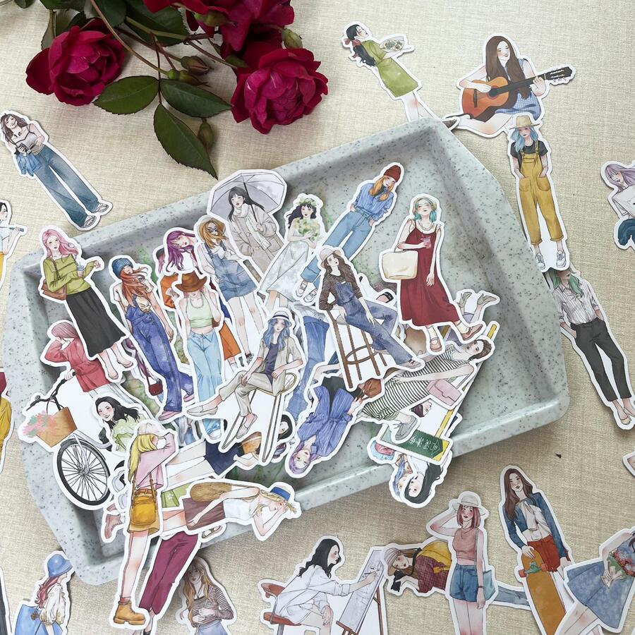 50入組人像圖案DIY紙適用於DIY - 彩色 - 查看 1