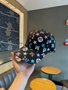 Gorra de béisbol con estrella & con estampado de letra - Negro - Ver 2