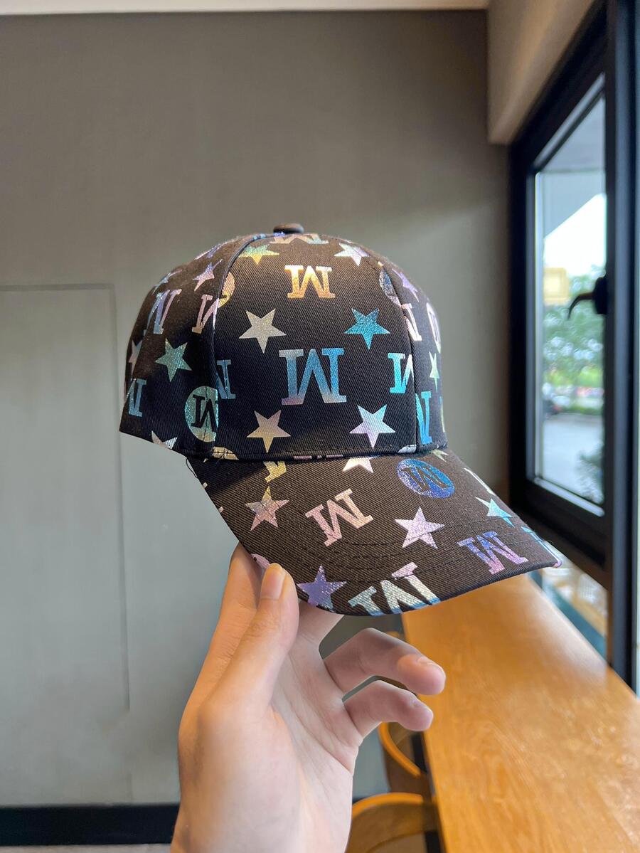 Gorra de béisbol con estrella & con estampado de letra - Negro - Ver 1