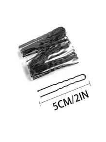 100入組女性素色休閒髮夾適用於日常生活 - 黑色 - 查看 1