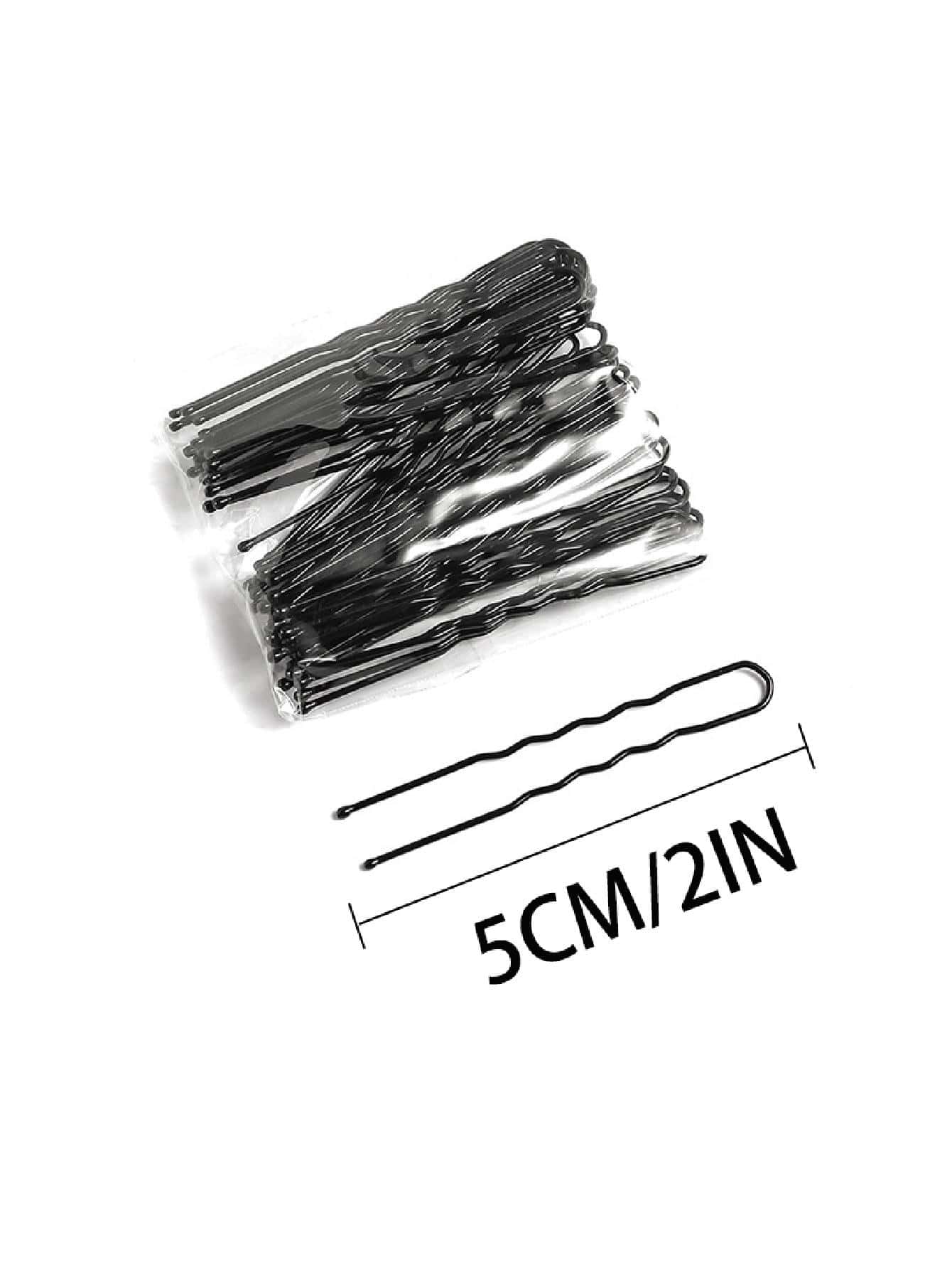 100入組女性素色休閒髮夾適用於日常生活 - 黑色 - 查看 1