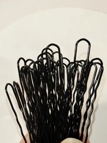 100入組女性素色休閒髮夾適用於日常生活 - 黑色 - 查看 2