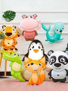 7入組卡通動物設計裝飾氣球 - 粉色 - 查看 1