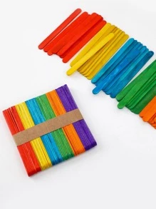 50入組木頭DIY彩色木冰棒棒適用於家用的