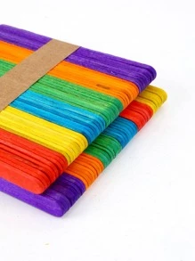 50入組木頭DIY彩色木冰棒棒適用於家用的