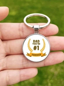 字母圖案圓形吊飾鑰匙圈 - 銀色 - 查看 2