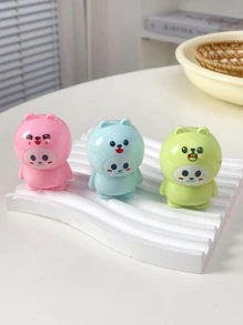 1 pieza Sacapuntas con diseño de dibujos animados lápiz verde de plástico dulce para doméstico - Verde - Ver 6