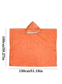 1入組防水遠足雨衣 - 橘色 - 查看 5