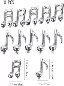 10入組音符形狀銀鋁小氣球適用於家用的