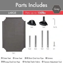 MewooFun Elevated Dog Bed Outdoor Raised Dog Cots Beds for Large Dogs Outdoor & Indoor Pet Bed with Frame with Breathable Mesh - 深灰色 - 查看 3