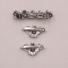 3入組蝙蝠裝飾髮夾 - 銀色 - 查看 3