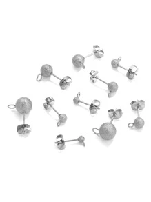 20 cái/bộ Frosted Ball Phụ kiện trang sức DIY - Bạc - Xem 2