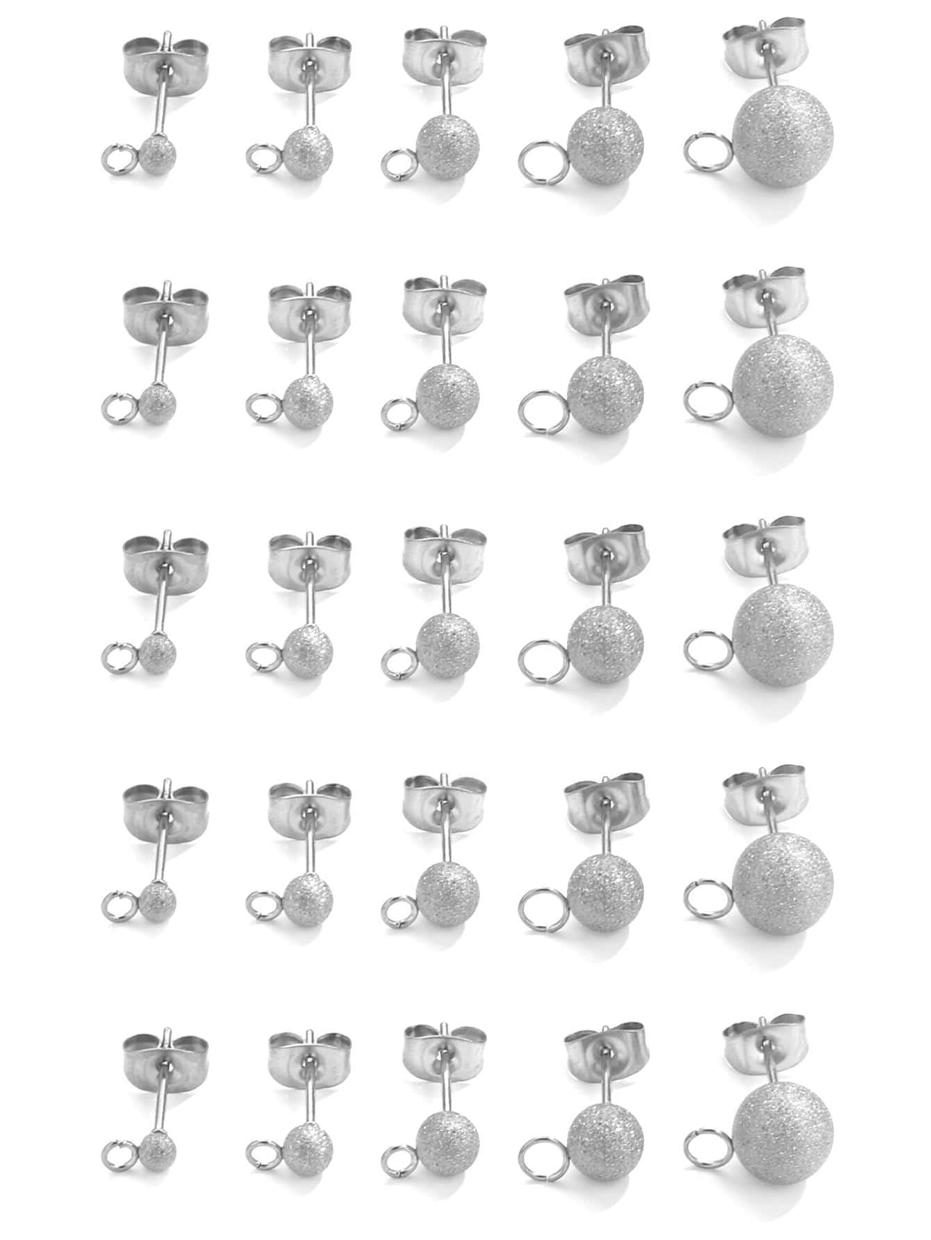 20 cái/bộ Frosted Ball Phụ kiện trang sức DIY - Bạc - Xem 1