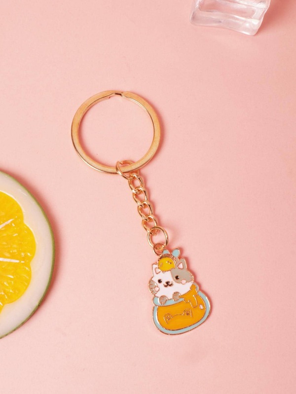 1pc Women Honeypot & Cat Charm Cute Keychain For Key Decoration SHEIN USA