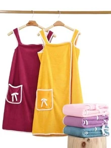 1pc Bow Decor Bath Wrap Towel - Purple - View 9