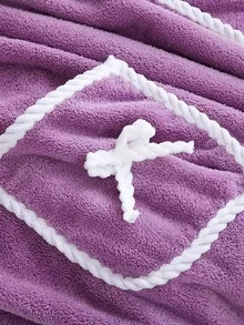 1pc Bow Decor Bath Wrap Towel - Purple - View 6