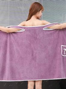 1pc Bow Decor Bath Wrap Towel - Purple - View 1
