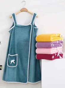 1pc Bow Decor Bath Wrap Towel - Blue - View 2