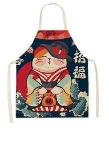 1入組卡通貓樣式圍裙 - 彩色 - 查看 1