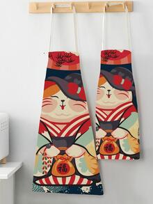 1入組卡通貓樣式圍裙 - 彩色 - 查看 2