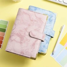 1 bộ bìa hồ sơ hoa văn đá cẩm thạch có nhãn dán, bộ bìa hồ sơ sáng tạo màu xanh nhạt cho học sinh - Màu xanh nhạt - Xem 2