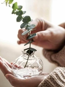 1入組透明花瓶帶水晶細節收納玻璃透明花瓶適用於家庭裝飾 - 無色 - 查看 7