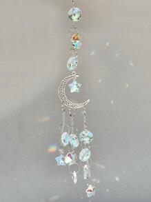 1pc Moon & Star Decor Wall Hanging, Silver Glitter Artificial Crystal Hanging Decoration For Home Decor,Home Decor ,Room Decor,Wall Decor Gifts Birthday Graduation