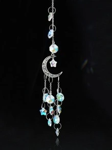 1pc Moon & Star Decor Wall Hanging, Silver Glitter Artificial Crystal Hanging Decoration For Home Decor,Home Decor ,Room Decor,Wall Decor Gifts Birthday Graduation