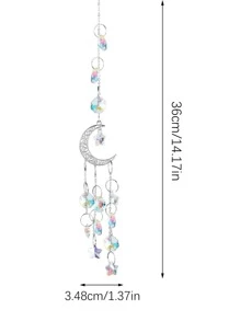 1pc Moon & Star Decor Wall Hanging, Silver Glitter Artificial Crystal Hanging Decoration For Home Decor,Home Decor ,Room Decor,Wall Decor Gifts Birthday Graduation